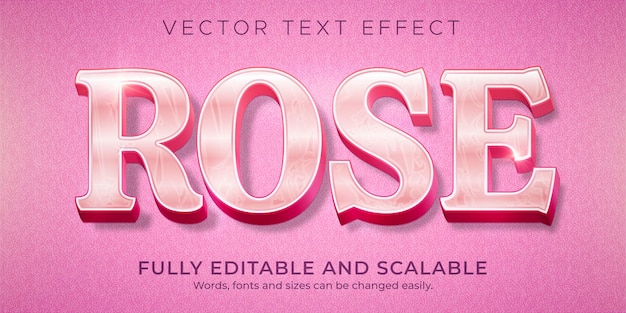 Vecteur modèle d'effet de texte rose métallique