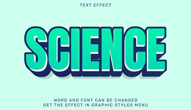 Vecteur modèle d'effet de texte scientifique dans la conception 3d