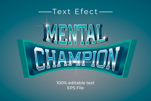 Modèle D'effet De Texte Vectoriel 3d De Champion Mental Modifiable