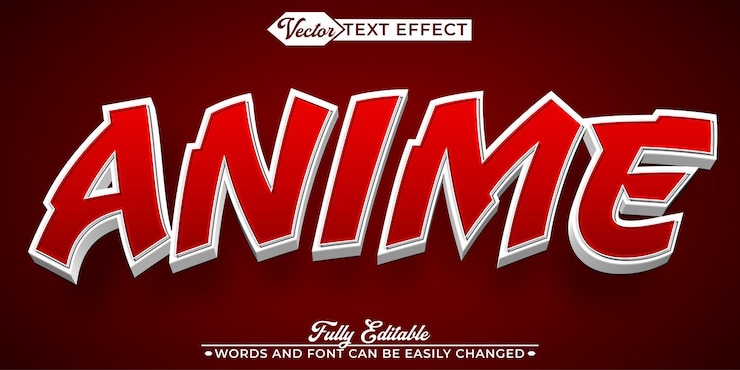 Vecteur modèle d'effet de texte vectoriel modifiable pour l'anime cartoon red