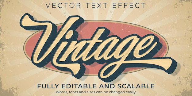 Vecteur modèle d'effet de texte vintage rétro