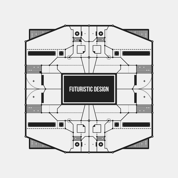 Modèle D'élément De Conception Futuriste Abstraite. Utile Pour Les Affiches Scientifiques Et Les Médias Hi-tech. Isolé Sur Fond Blanc.