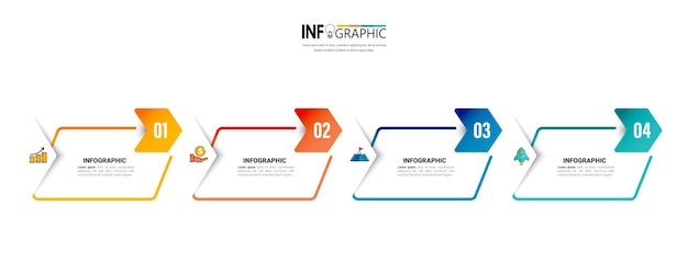 Vecteur modèle d'élément infographique en quatre étapes