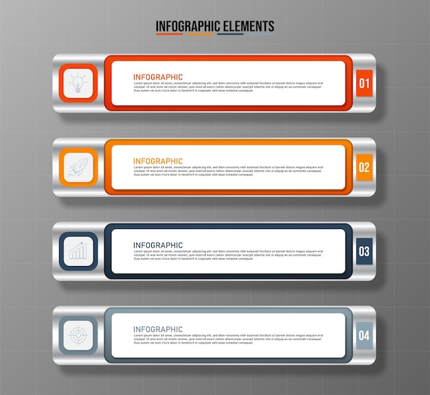 Modèle D'éléments Infographiques Colorés Concept D'entreprise Avec Quatre Options