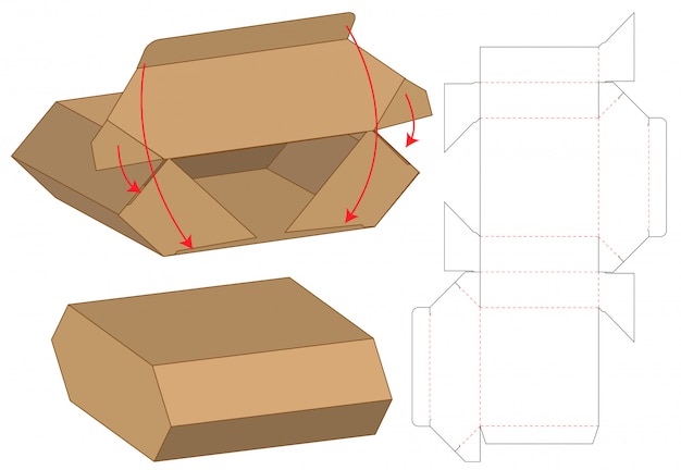 Modèle D'emballage De Boîte Découpée Avec Des Matrices