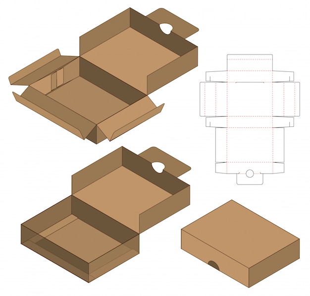 Modèle D'emballage De Boîte Découpée Avec Des Matrices