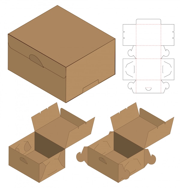 Modèle D'emballage De Boîte Découpée Avec Des Matrices