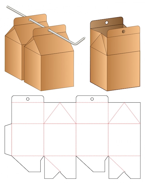 Modèle D'emballage De Boîte Découpée Avec Des Matrices