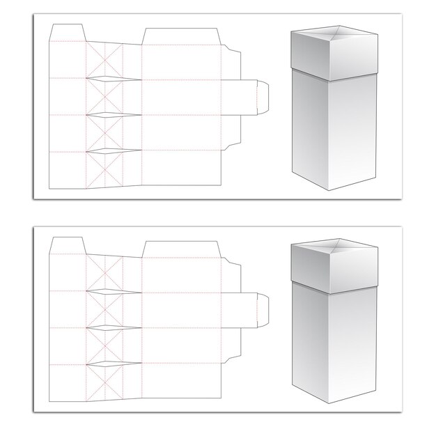 Vecteur modèle d'emballage de boîte et modèle de découpe