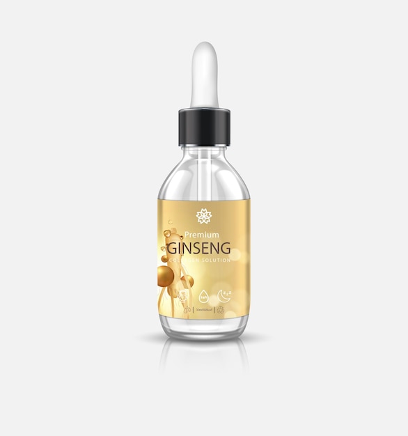 Modèle d'emballage du serum de collagène et de la bouteille de vitamines 1