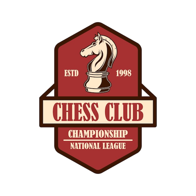 Vecteur modèle d'emblème de club d'échecs élément de conception pour la carte d'affiche d'étiquette de logo de signe d'emblème illustration vectorielle