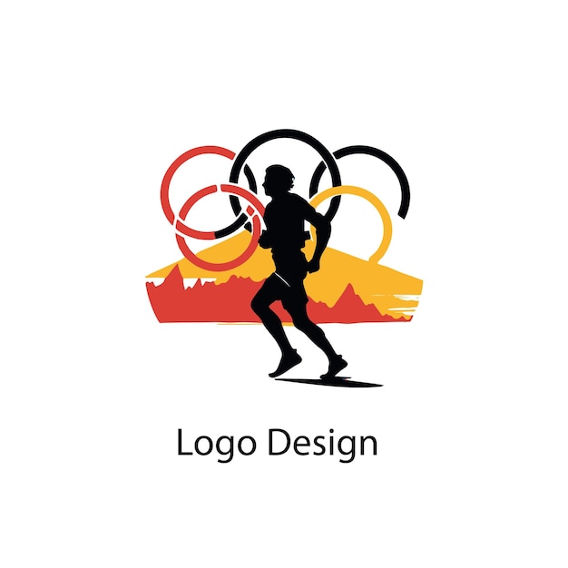 Modèle D'emblème Du Logo De La Silhouette Olympique Sur Fond Blanc