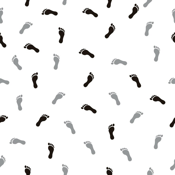 Vecteur modèle d'empreinte sans couture avec des empreintes gris noir et gris clair