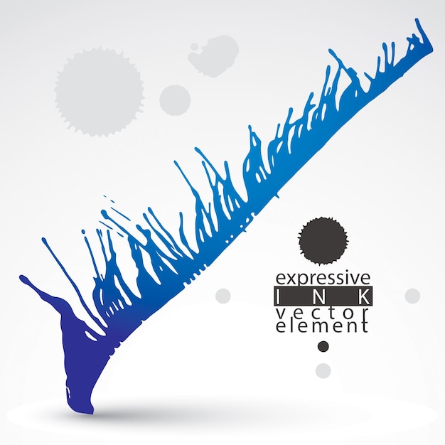 Modèle d'encre sale abstraite et artistique, élément décoratif éclaboussant numérisé et tracé.