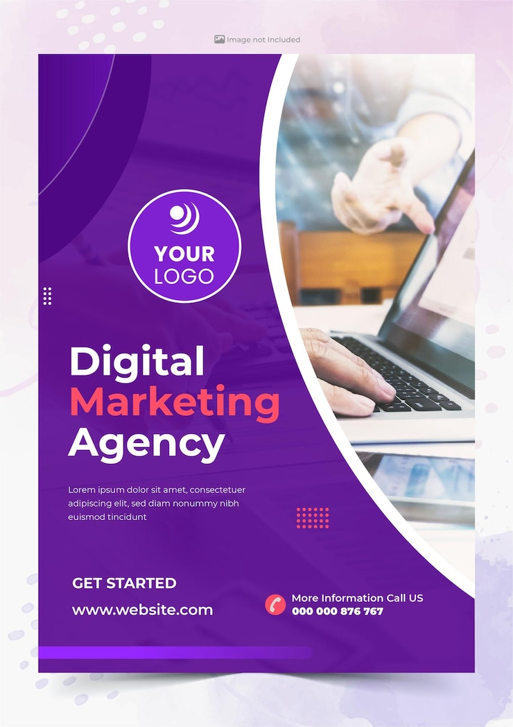 Vecteur modèle d'entreprise d'agence de marketing numérique flyer d'affaires annonce brochure de vente d'entreprise