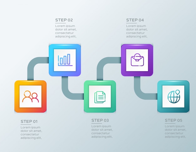 Modèle D'entreprise Cinq étapes Infographie