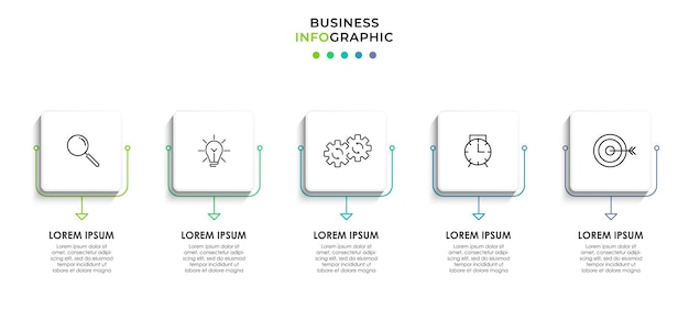 Modèle D'entreprise De Conception D'infographie Avec Des Icônes Et 5 Cinq Options Ou étapes