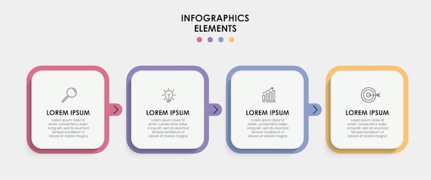 Modèle d'entreprise de conception d'infographie vectorielle avec des icônes et 4 options ou étapes