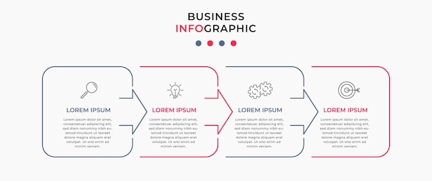 modèle d'entreprise de conception d'infographie vectorielle avec des icônes et 4 quatre options ou étapes