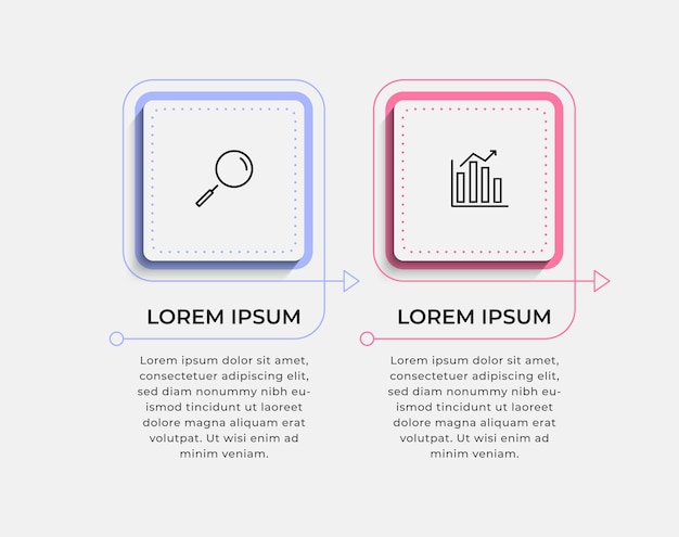 Modèle D'entreprise D'illustration De Conception D'infographie Vectorielle Avec Des Icônes Et 2 Options Ou étapes. Peut être Utilisé Pour Le Diagramme De Processus, Les Présentations, La Mise En Page Du Flux De Travail, La Bannière, L'organigramme, Le Graphique D'informations