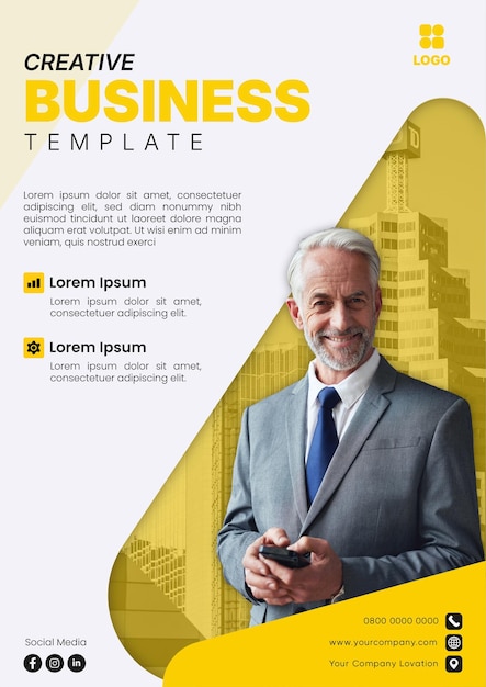 Modèle d'entreprise professionnelle créative jaune