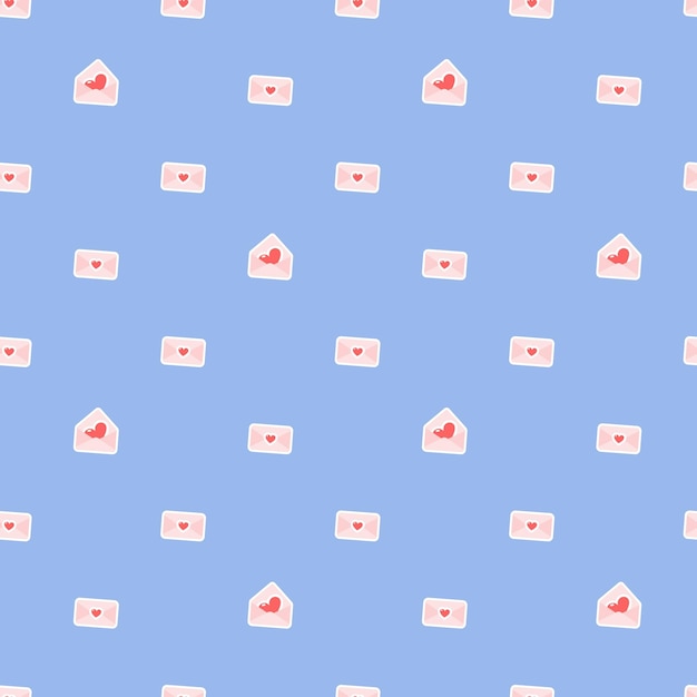Vecteur modèle d'enveloppes vectorielles bleues sans soudure poste de courrier de lettres avec fond de coeurs roses pour le textile de bannière publicitaire de tissu de conception concept de l'amour et de la saint-valentin