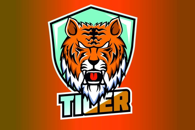 Modèle D'équipe De Logo Esport Tête Mascotte Tigre