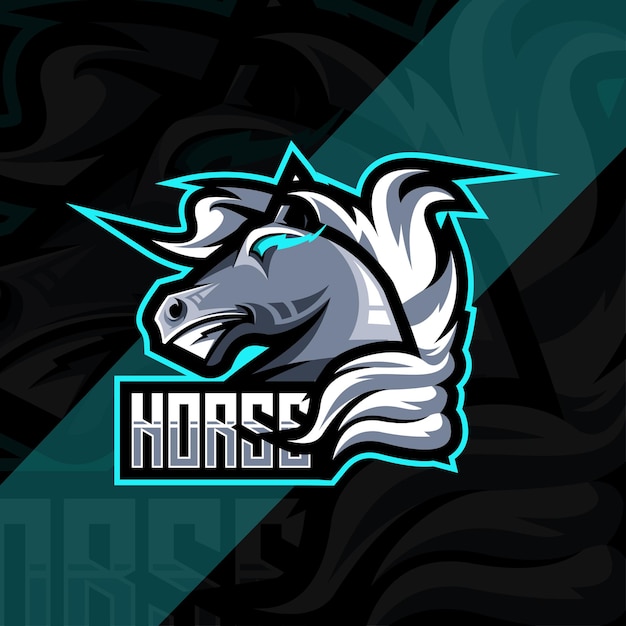 Modèle Esport De Logo De Mascotte De Cheval