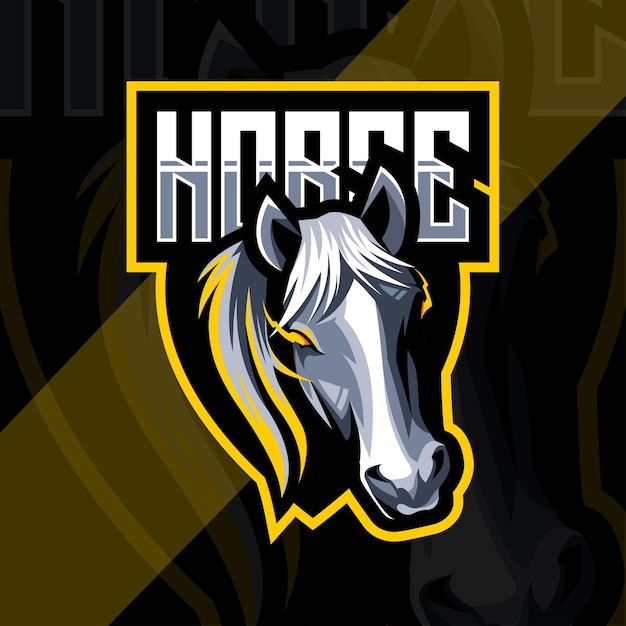 Modèle esport de logo de mascotte de cheval