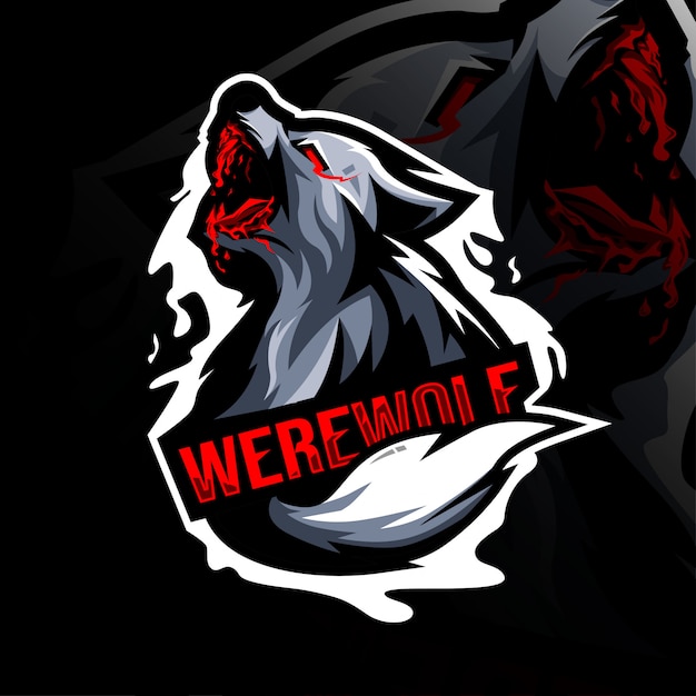 Modèle Esport De Logo De Mascotte De Loup-garou En Colère