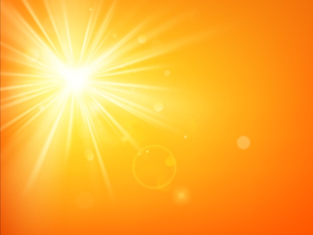 Modèle d'été les rayons de soleil chauds d'été éclatent avec une lumière parasite.