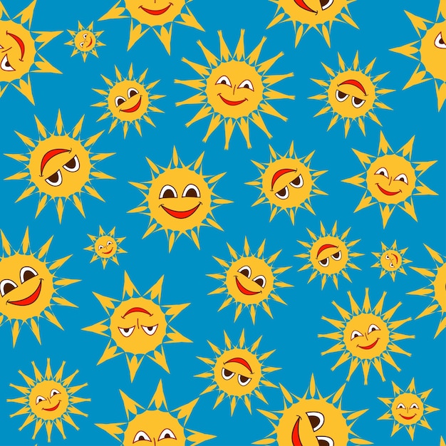 Modèle d'été sans couture avec soleil Illustration pour cartes affiches bannières testicule et autre design