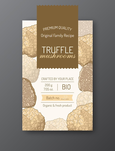Vecteur modèle d'étiquette de champignon de truffe blanche mise en page de conception d'emballage de vecteur moderne isolé