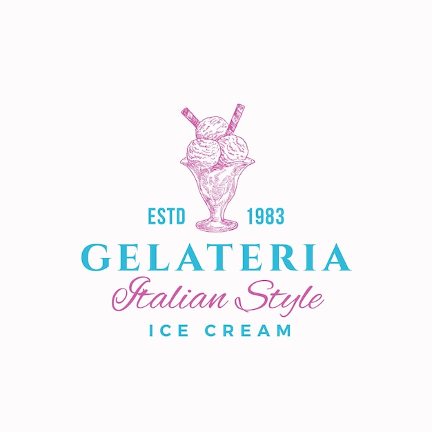 Modèle D'étiquette Gelateria Avec Crème Glacée