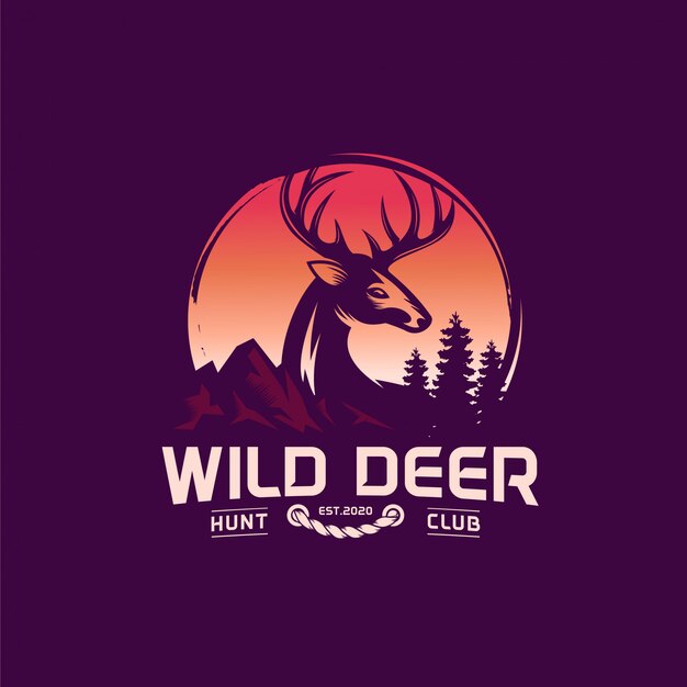 Modèle d'étiquette et de logo Vintage wild nature deer