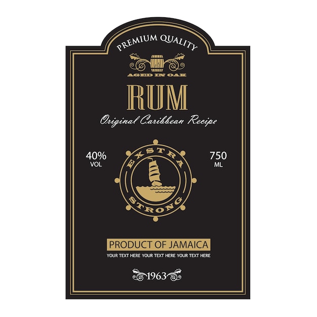 Vecteur modèle d'étiquette de rhum