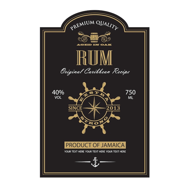 Vecteur modèle d'étiquette de rhum