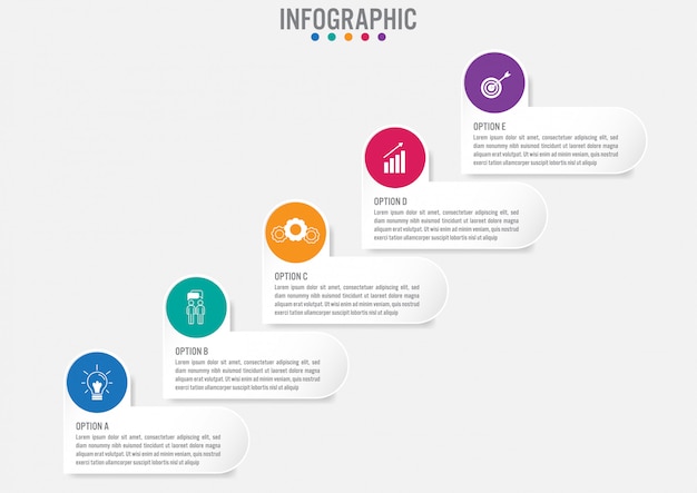 Modèle d&#39;étiquettes infographie métier avec 5 options