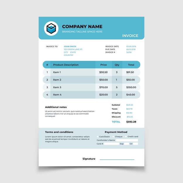 Modèle De Facture. Conception De Documents Comptables