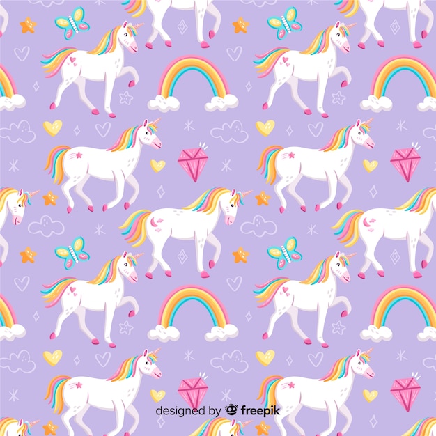 Modèle de fantaisie Licorne dessiné à la main