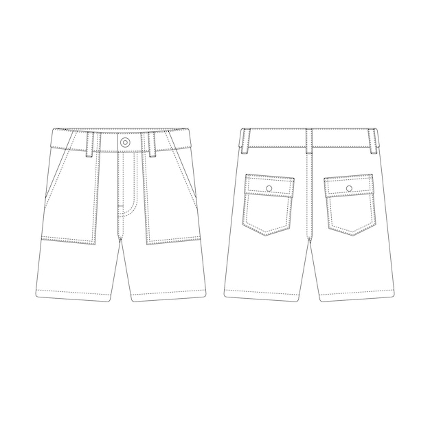 Vecteur modèle fatigue shorts vector illustration design plat contour vêtements