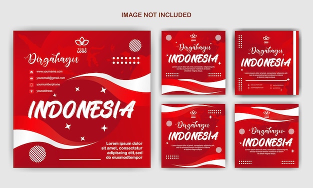 Vecteur modèle de fête de l'indépendance de l'indonésie design plat