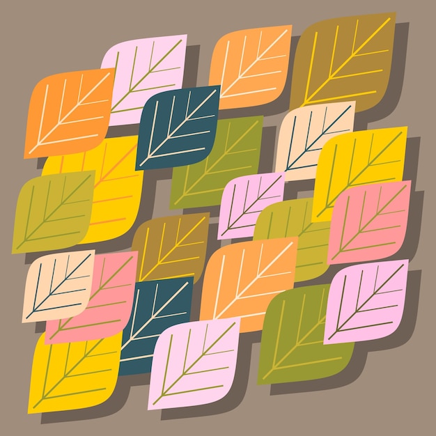 Vecteur modèle de feuilles d'automne coloré