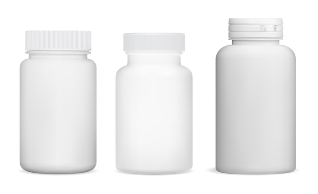 Modèle de flacon de pilule de médicament Jarre de vitamines blanc blanc Modèle de capsule de supplément pharmaceutique