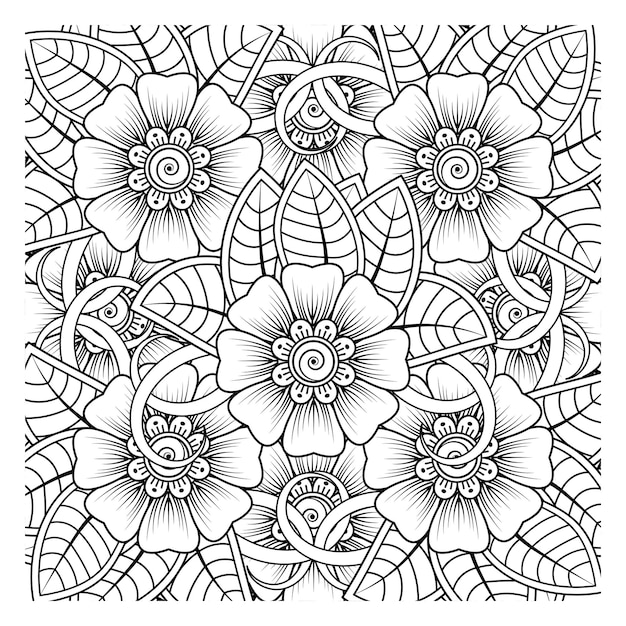 Modèle De Fleur Noir Et Blanc Pour Livre De Coloriage Adulte