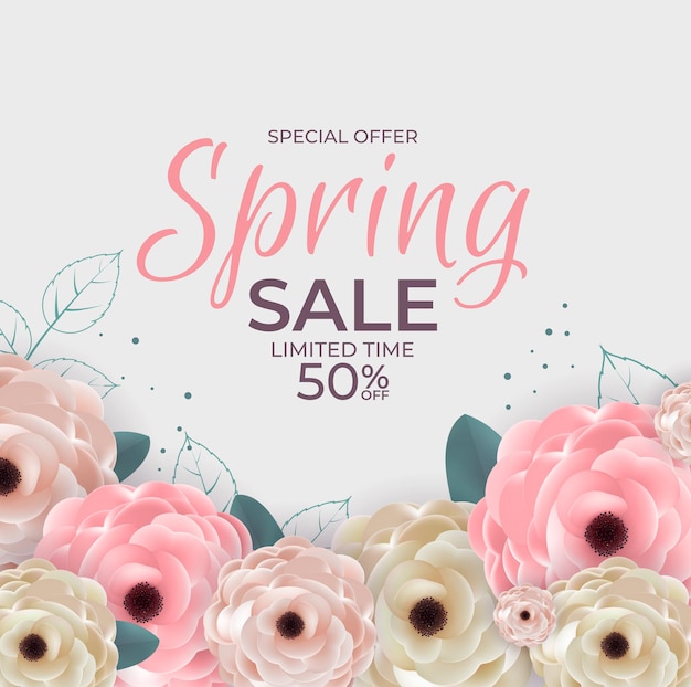 Modèle De Fleurs Et De Feuilles Naturelles De Vente D'offre Spéciale De Printemps.