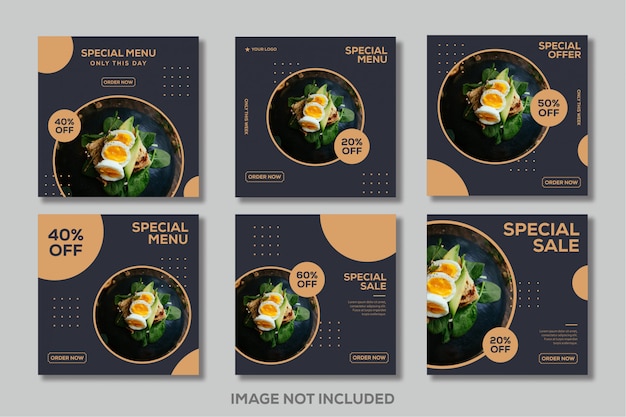 Modèle de flux Instagram Publier des médias sociaux Nourriture Restaurant de luxe