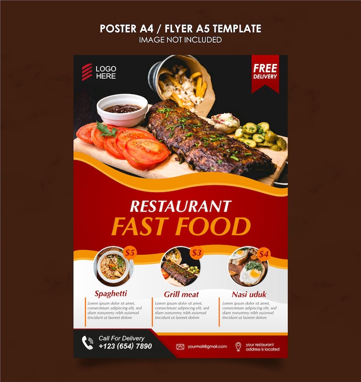 Vecteur modèle de flyer a4 pour la promotion des ventes de produits alimentaires