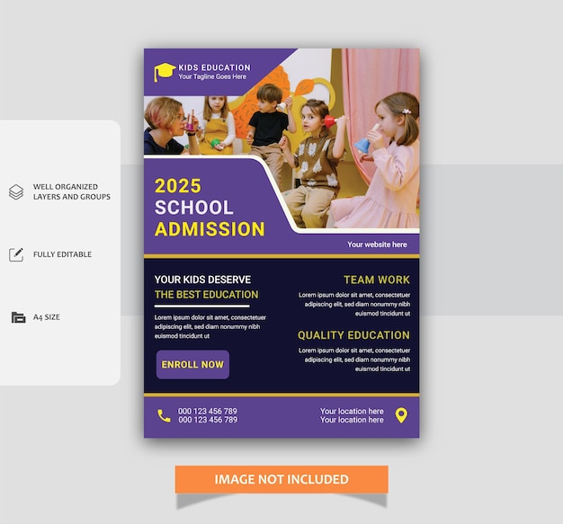 Modèle de flyer d&#39;admission scolaire