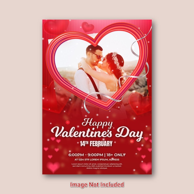 Vecteur modèle de flyer / affiche d'amour de couple réaliste pour la saint-valentin